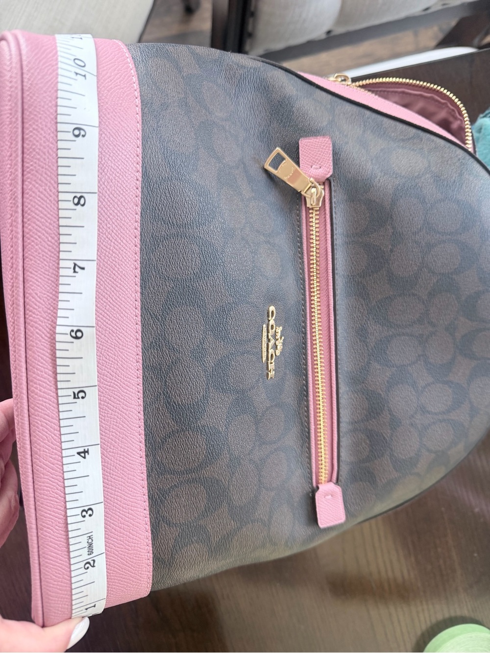 NWOT Coach Signature Canvas Backpack with Pink Trim - Picture 8 of 9